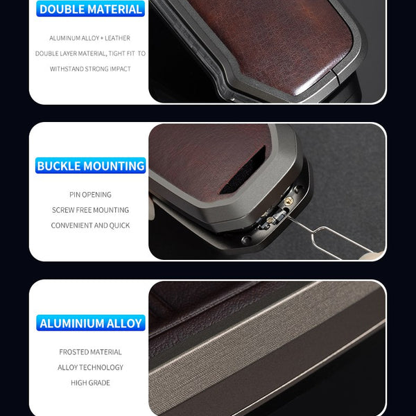 Kia Facelift Keyless (4 Button Key) Exclusive Aluminium Alloy Leather 2.0 Keycase with Holder & Rope Chain