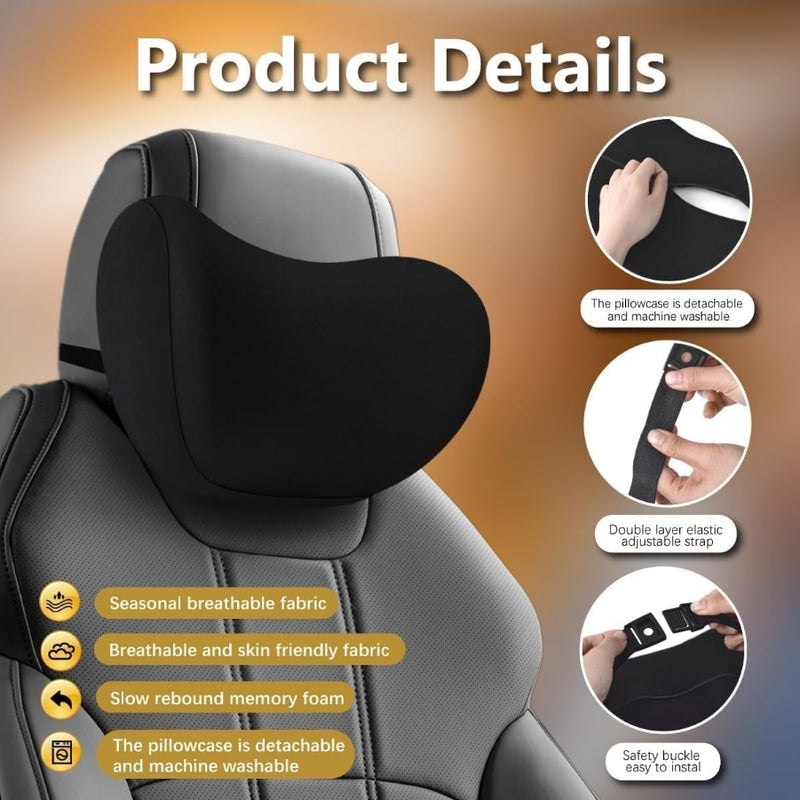 2 Pcs Set Car Memory Foam Neck Rest Pillow