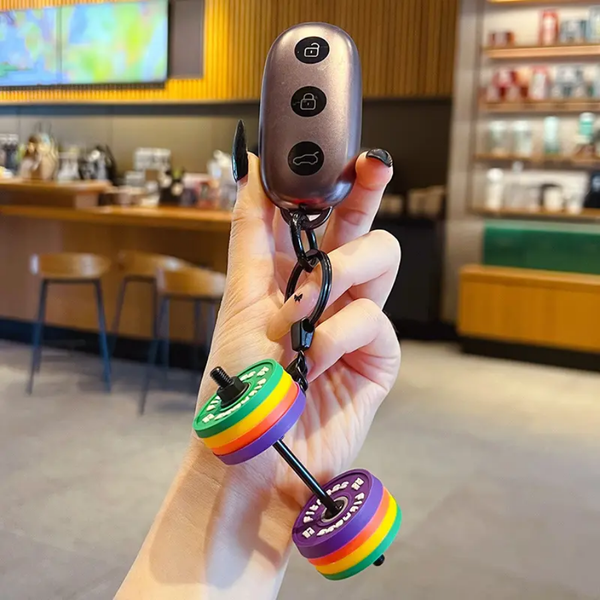 8 Pcs Plates Barbell Gym Fitness Keychain