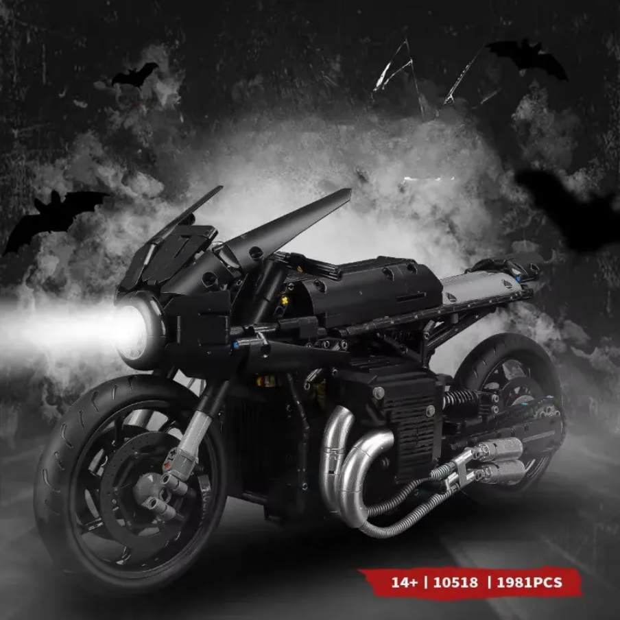 Batman BatCycle Dark Knight 1981 Technique Version 1981Pcs, 1:5 Scale Building Blocks Bike