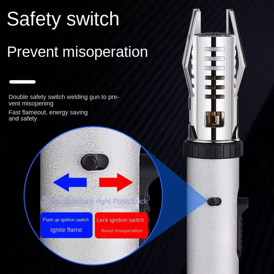 Jet Lighter, Direct Impact Lighter Inflatable with Flame Locking Function, Refillable Jet Flame Windproof Torch Lighter for BBQ, Stove, Candle, Kitchen Cooker, Camping