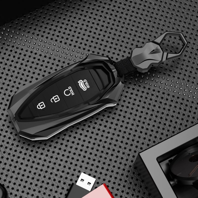 Hyundai Verna/i20 4 Button Keyless Push Button Key Premium Batman Metal Alloy Keycase with Holder & Rope Chain