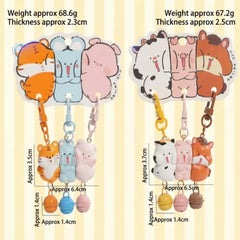 Magnetic Snap 3 Pcs Teddy Pendant Keychain