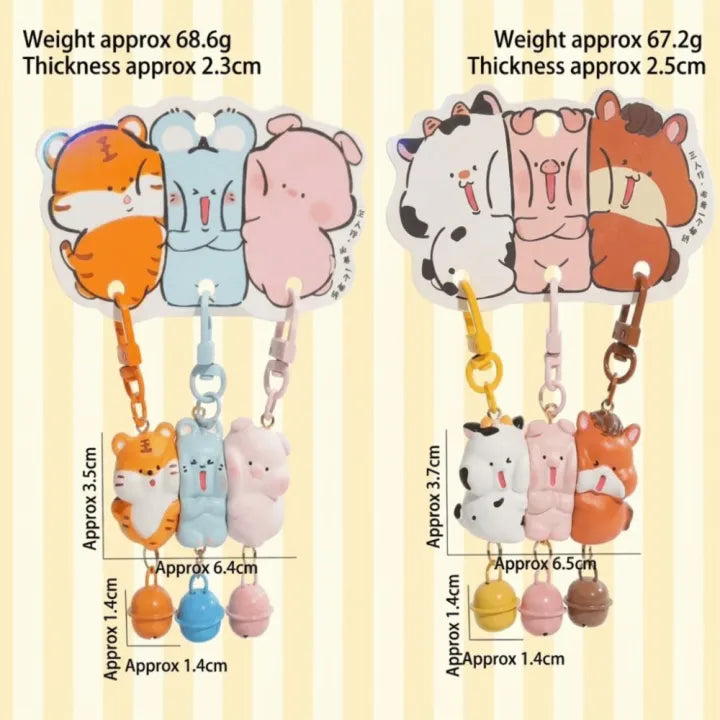 Magnetic Snap 3 Pcs Teddy Pendant Keychain