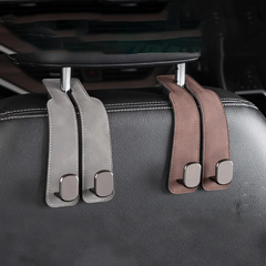 2 Pcs Set Suede Metal Car Headrest Double Hook Set