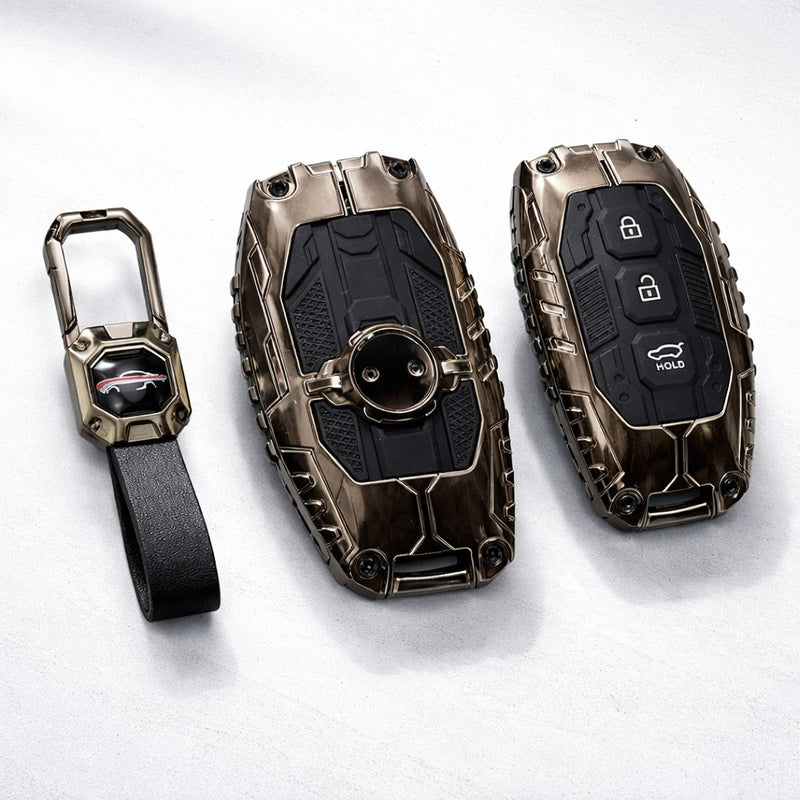 Hyundai 3 Button Key Creta/i20/Venue/Aura Transformer Exclusive Metal Alloy Keycase 2.0
