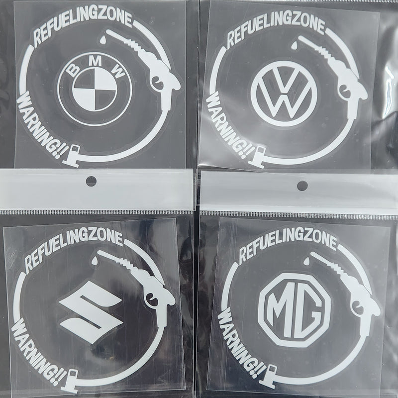 Fuel Tank Logo White Car Sticker