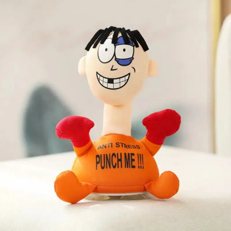Funny Stress Relief Toys Punch Me Plush Figure Toys Anti-Stress Electric Creative Strike Screaming Doll