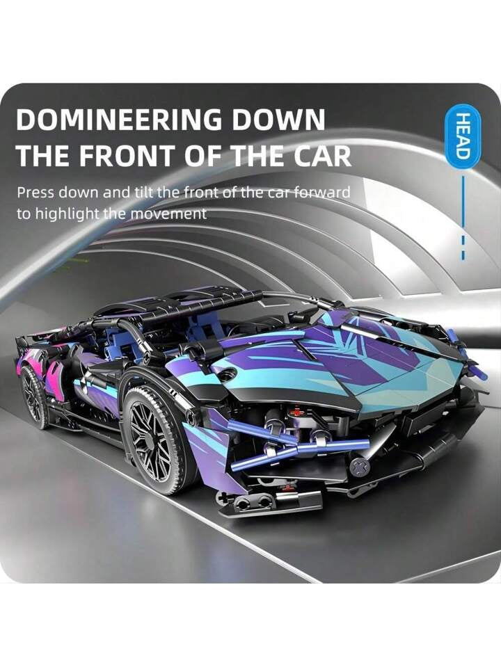 Lamborghini Sian Multicolor Technical Version Building Blocks Car 1280 Pcs, 1:14 Scale