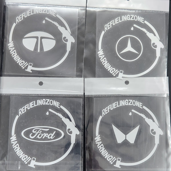 Fuel Tank Logo White Car Sticker