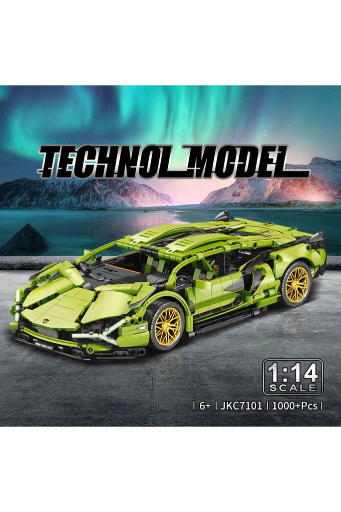 Lamborghini Green Technical Version Building Blocks Car 1258 Pcs, 1:14 Scale