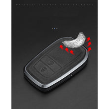 Load image into Gallery viewer, Innova Crysta/Hycross 2 Button New Key Exclusive Aluminium Alloy Leather Keycase with Holder &amp; Rope Chain