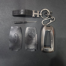 Load image into Gallery viewer, Ford (3 Button) New Key Luxury Metal Alloy Leather Keycase with Holder &amp; Rope Chain