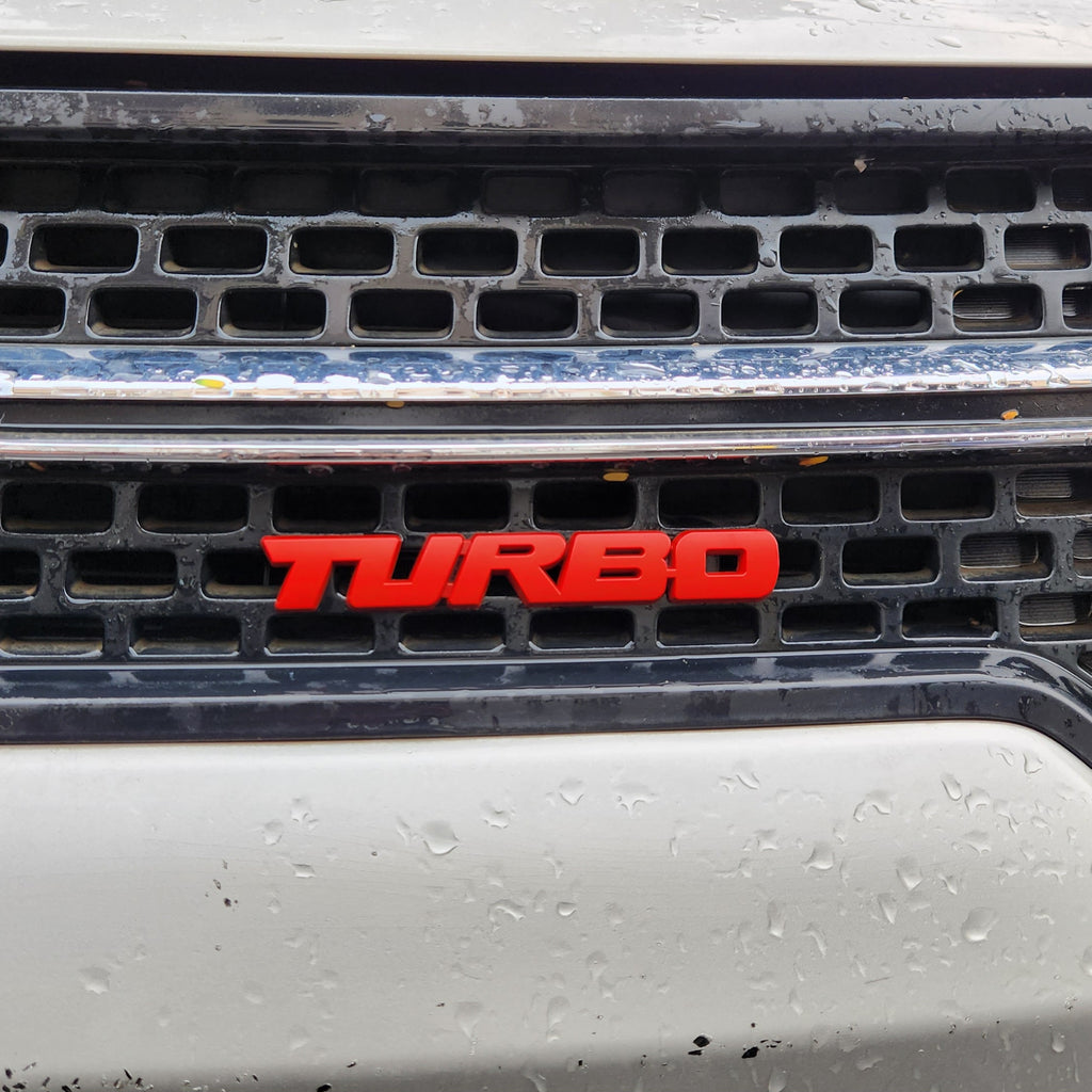Turbo Red Grille Metal Emblem (14.9 x 3.2 cm)