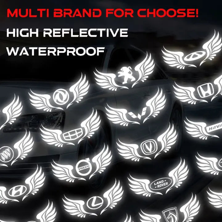 Wings Logo White Reflective Car Sticker (Buy 1 Get 1 Free)