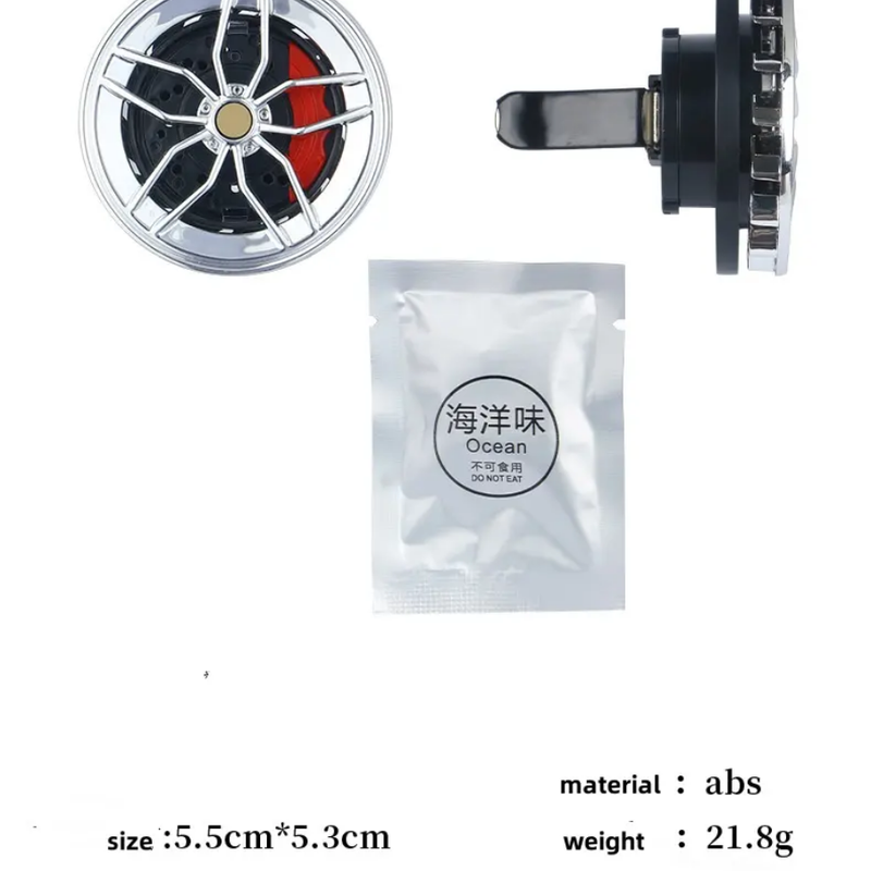 Alloy Wheel Car Air Freshener 2 Pcs Set - Automotive Fragrance Diffuser - Vent Clip with a Scent for a Vehicle