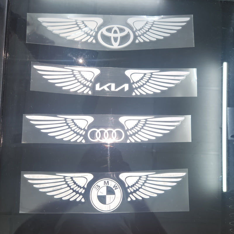 Wings Logo White Reflective Car Sticker (Buy 1 Get 1 Free)