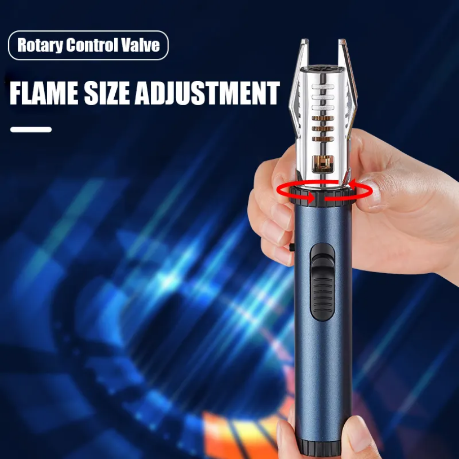 Jet Lighter, Direct Impact Lighter Inflatable with Flame Locking Function, Refillable Jet Flame Windproof Torch Lighter for BBQ, Stove, Candle, Kitchen Cooker, Camping