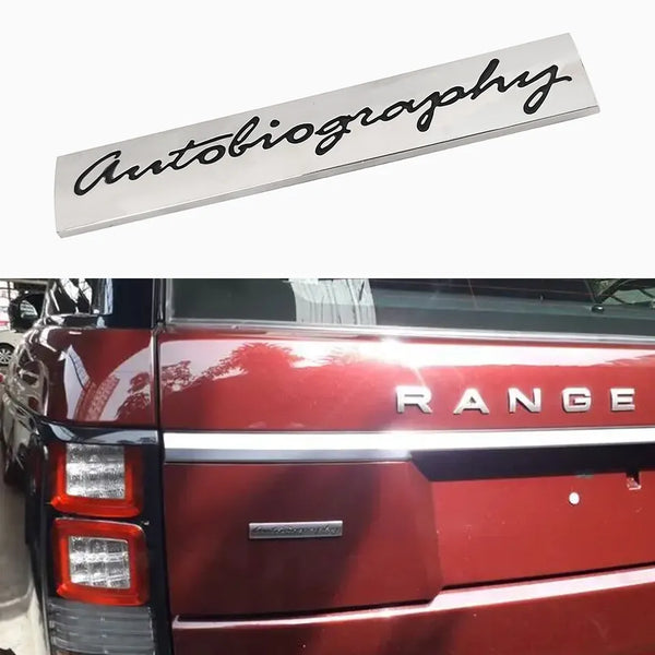 3D Autobiography Logo Metal Sticker Decal Grey/Black (11 x 2 cm)