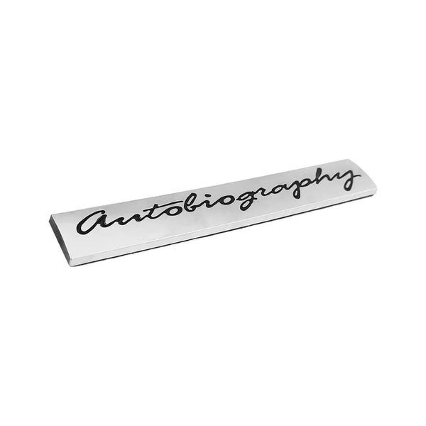 3D Autobiography Logo Metal Sticker Decal Grey/Black (11 x 2 cm)