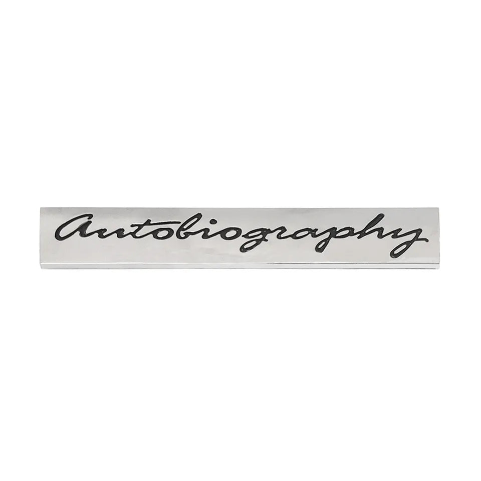 3D Autobiography Logo Metal Sticker Decal Grey/Black (11 x 2 cm)