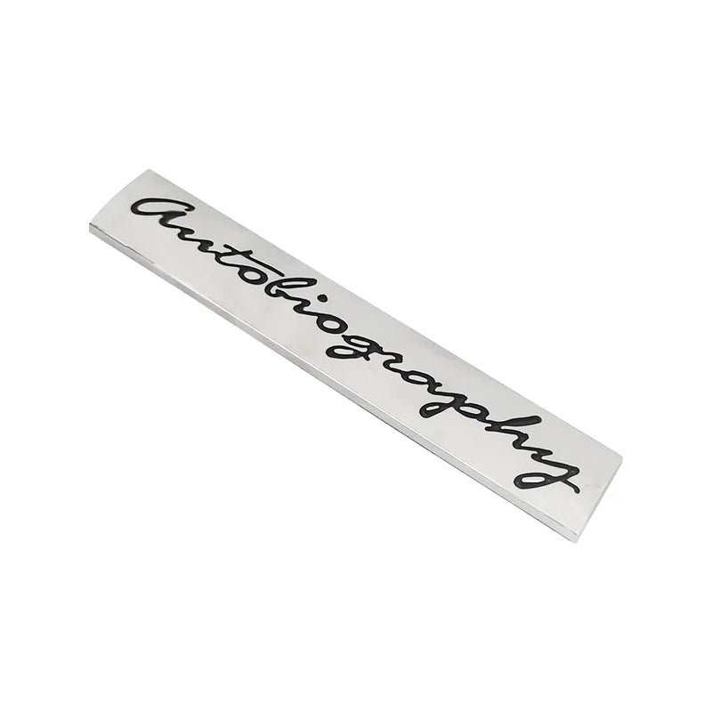 3D Autobiography Logo Metal Sticker Decal Grey/Black (11 x 2 cm)