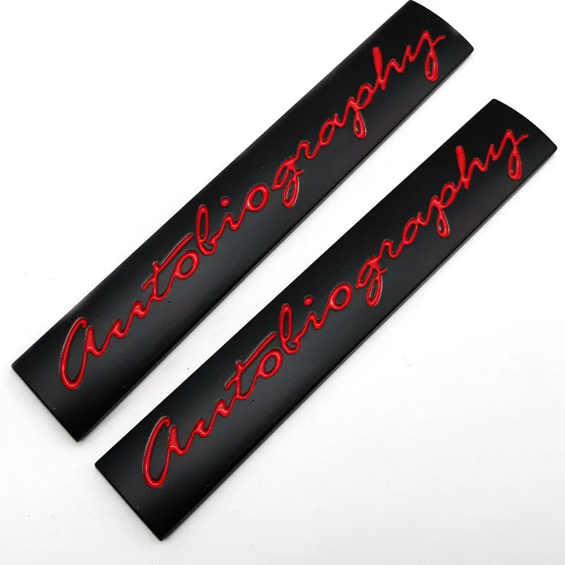 3D Autobiography Logo Metal Sticker Decal Black/Red (11 x 2 cm)