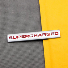Load image into Gallery viewer, 3D Supercharged Logo Metal Sticker Decal Grey/Red (11 x 2 cm)