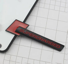 Load image into Gallery viewer, 3D Supercharged v2.0 Logo Metal Sticker Decal Red/Black (10.5 x 2.5 cm)