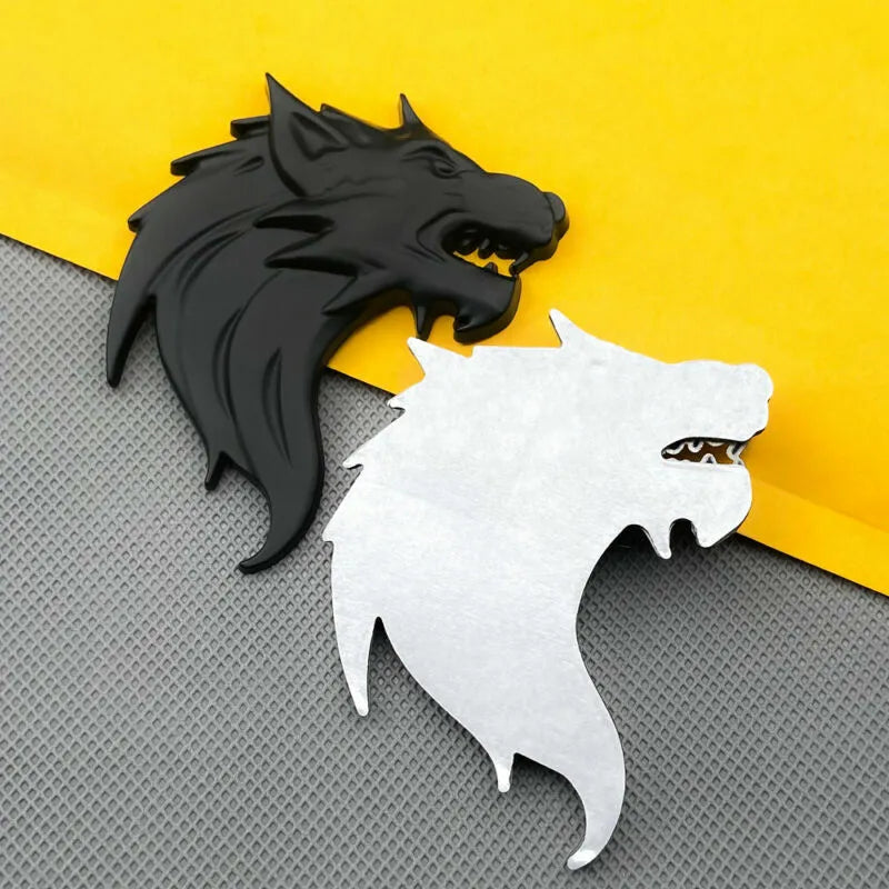 3D Wolf (Side View) Metal Sticker Decal Black (8x6 cm)