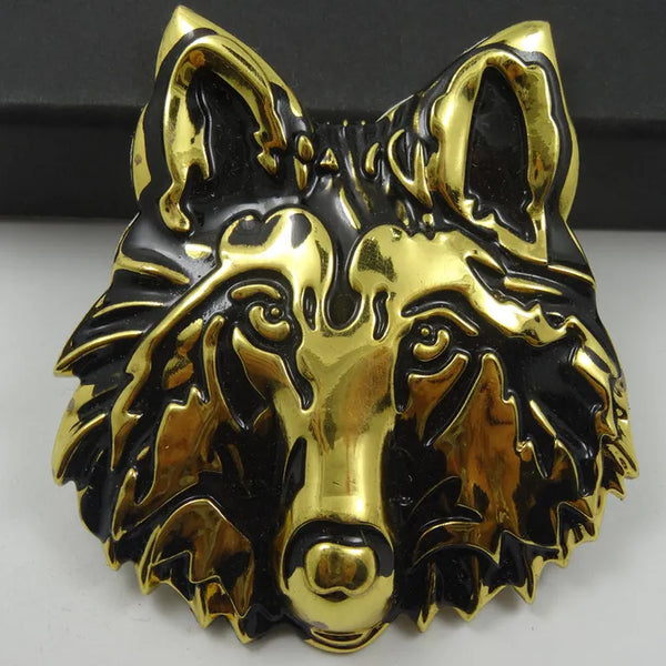 3D Wolf Metal Sticker Decal Gold (6.5x6 cm)
