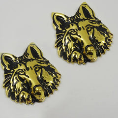 3D Wolf Metal Sticker Decal Gold (6.5x6 cm)