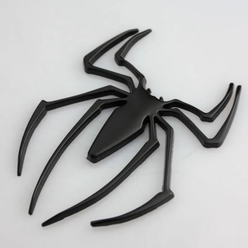3D Spider Metal Sticker Decal Black (7.5x5.5 cm)