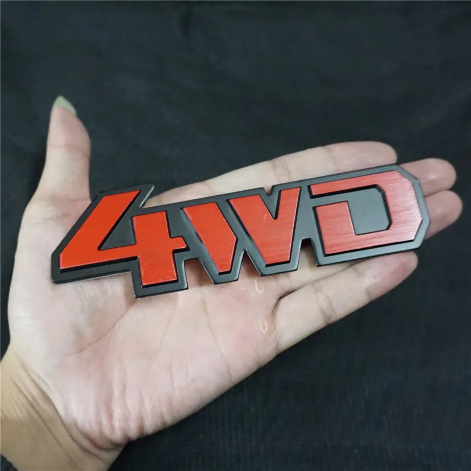 3D 4WD Metal Sticker Decal Red (14×4.5 cm)