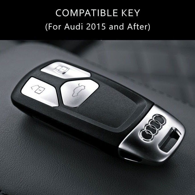Audi Premium TPU Leather Keycase (New Key) with Holder & Rope Chain