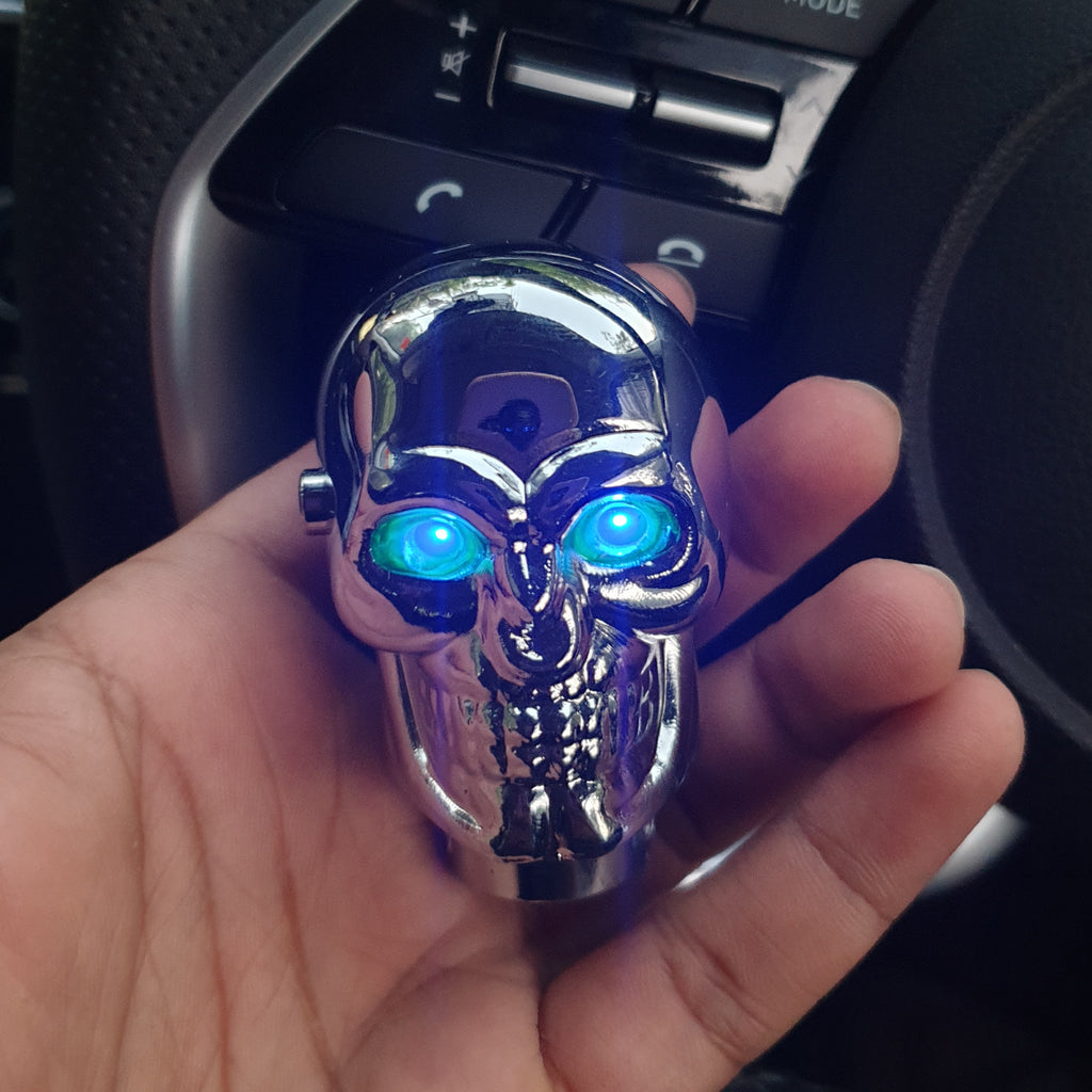 Alloy 3D Skull Blue LED Gear Knob