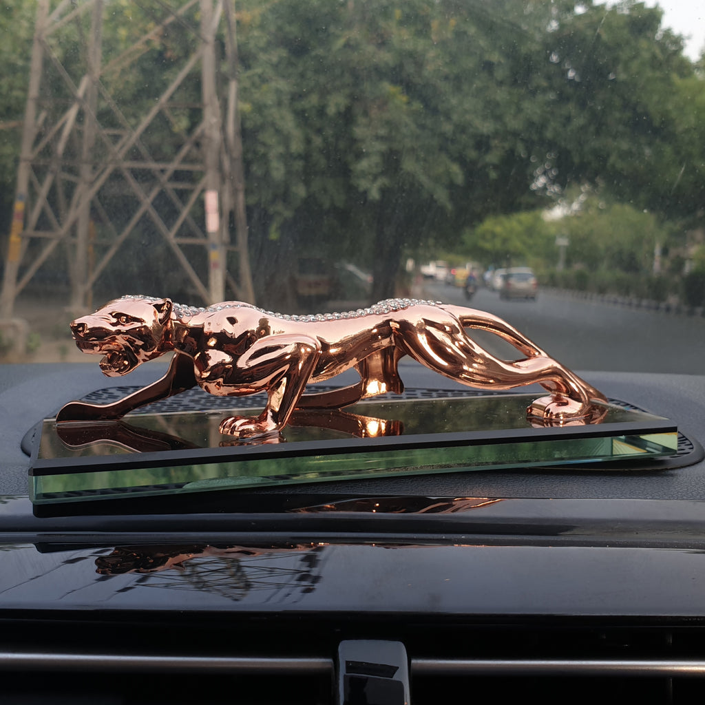 Leopard (Made of Metal & Glass) for Car, Home, Office Decor