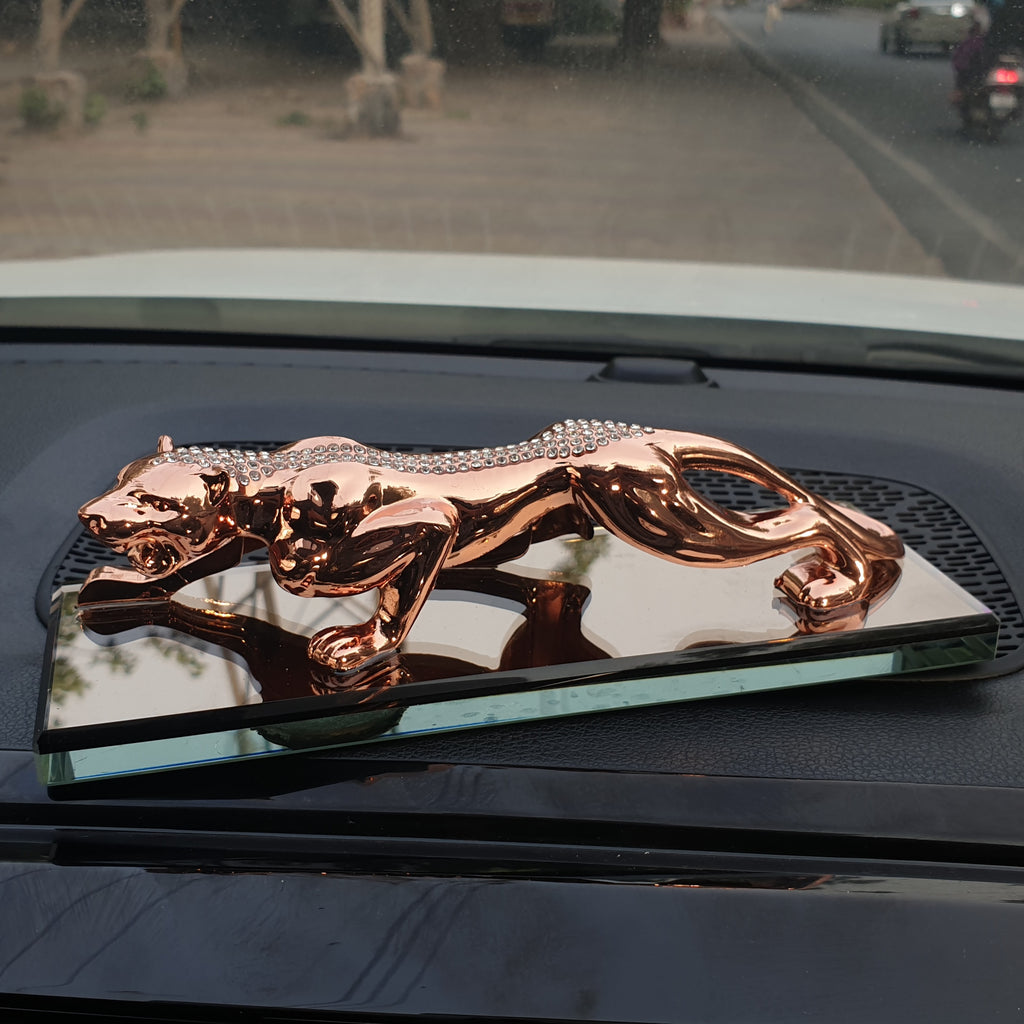 Leopard (Made of Metal & Glass) for Car, Home, Office Decor