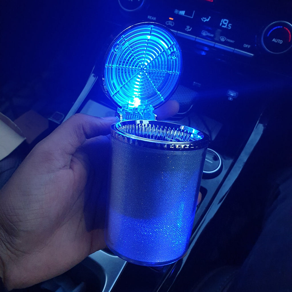 Colorful LED Light Ashtray (Both for Cup Holder & Ac Vent Clip)