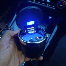 Load image into Gallery viewer, Cup Holder Round Ashtray with Blue Light (7.5x7.5 cm)