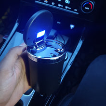 Load image into Gallery viewer, Cup Holder Round Ashtray with Blue Light (11 x 7.5 cm)