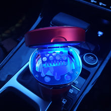 Load image into Gallery viewer, Cup Holder Round Ashtray with Lighter &amp; Blue Light (12 x 8.5 cm)