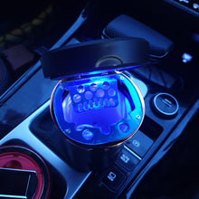 Load image into Gallery viewer, Cup Holder Round Ashtray with Lighter &amp; Blue Light (12 x 8.5 cm)