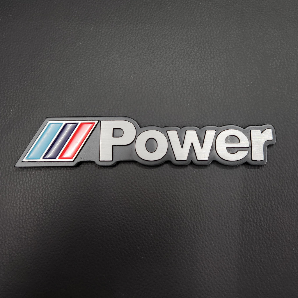 3D M Power v2.0 Metal Sticker Decal Grey (15x3 cm)