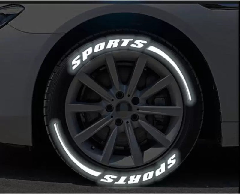 White Tyre Sticker with Night Glow Kit With Strips