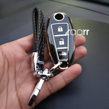 Load image into Gallery viewer, Suzuki 3 Button Key (Ciaz, Baleno, Brezza, S Cross, Ignis) Premium TPU Leather Keycase with Holder &amp; Rope Chain