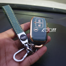 Load image into Gallery viewer, Suzuki 3 Button Key 2.0 (Baleno, Brezza, S Cross, Swift, Ignis) Premium TPU Leather Keycase with Holder &amp; Rope Chain