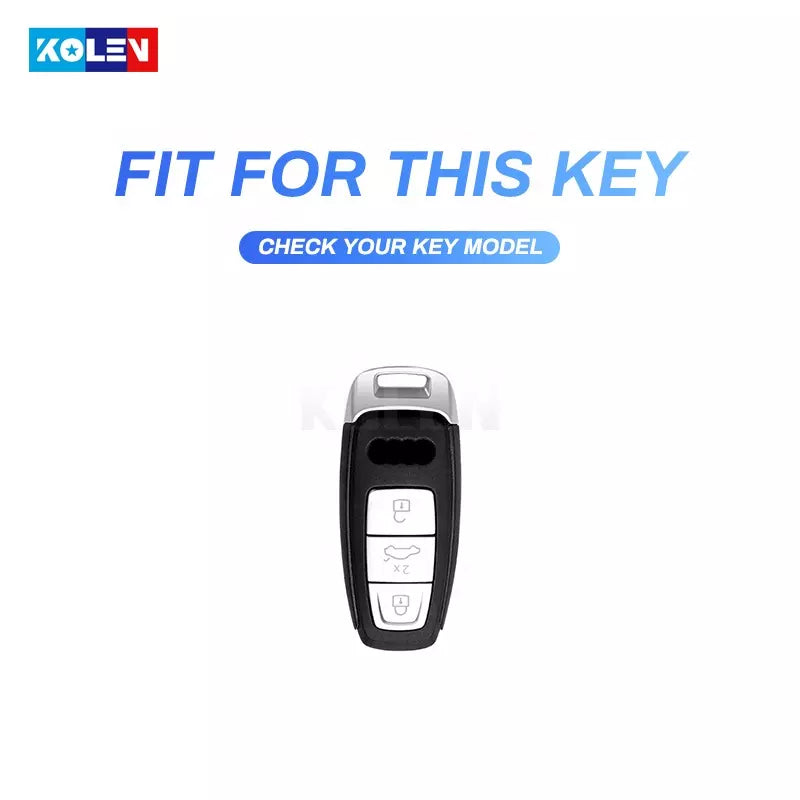 Audi New Key Premium Metal Alloy Keycase with Holder & Rope Chain
