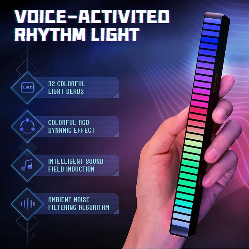 Wireless 2 Pcs Set Voice Activated Equaliser Ryhtm Light with 16+ Colors