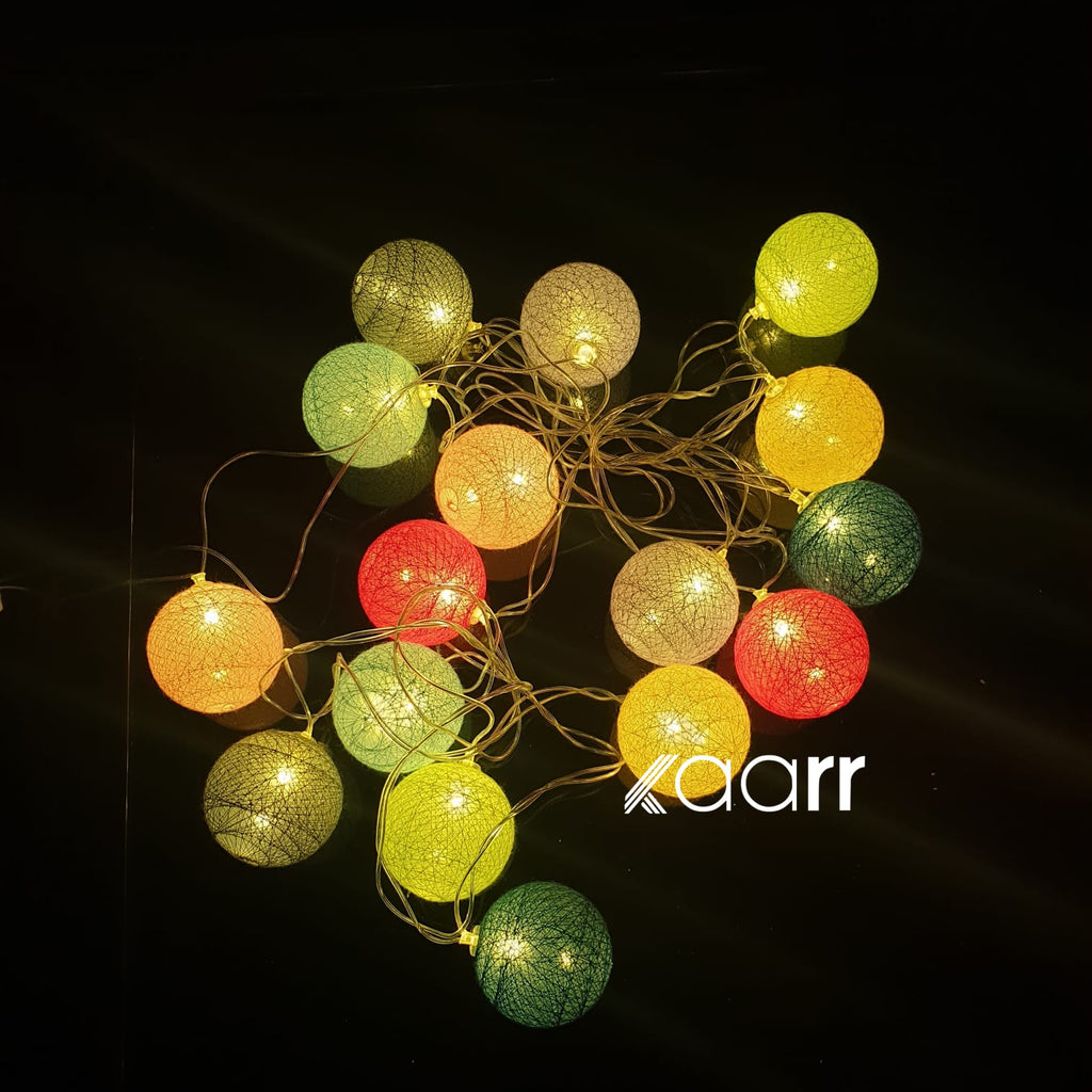 Cotton Ball LED Light Multicolor (10 Balls) Kaarr